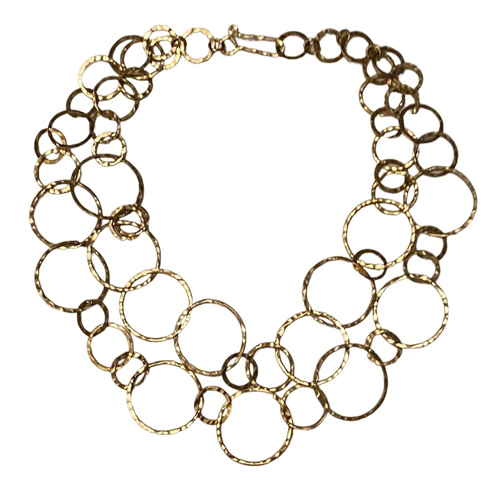 Hammered Gold Circles Layered Necklace
